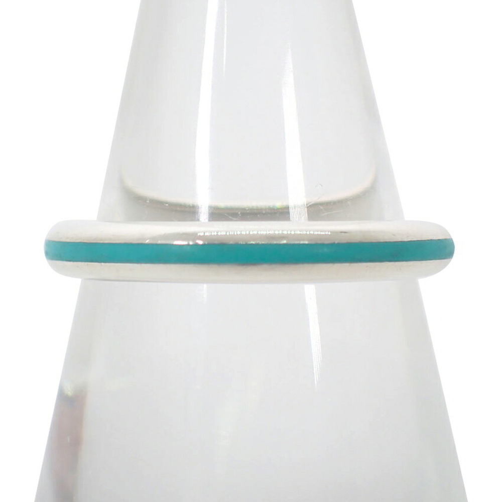 TIFFANY & Co. Ag925 Blue Line Enamel Ring, Size 14